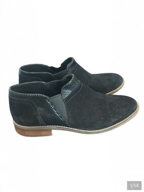 Clarks Camzin Mix Ankle Boots Black Suede Metallic Chelsea Comfort Women's Sz 10